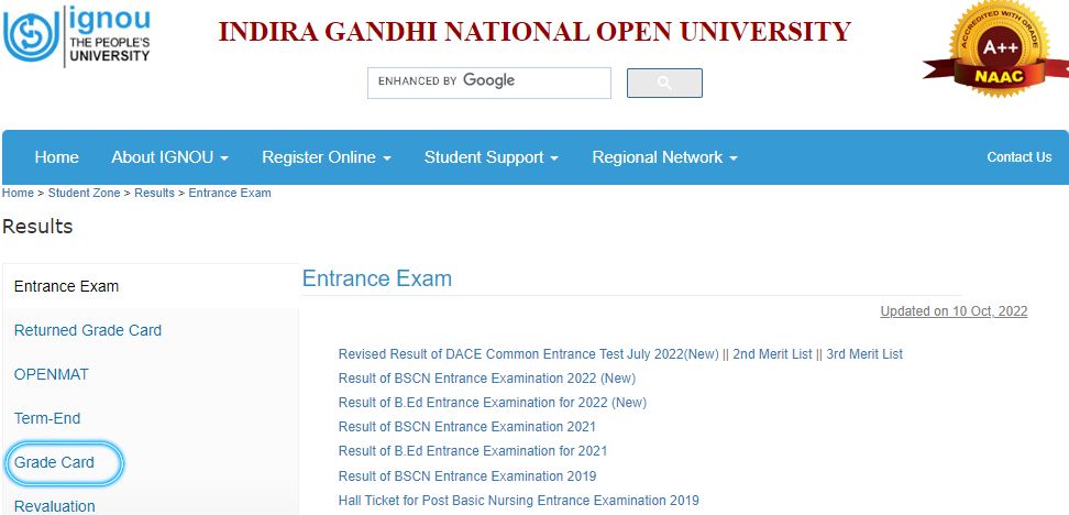 How to Download IGNOU Grade Card 2022