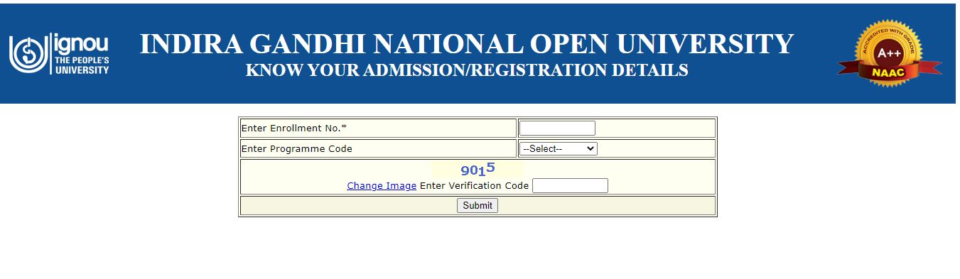 IGNOU Admission Status Portal
